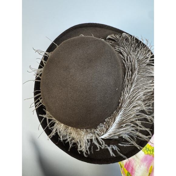 Vintage Ostrich Feather Wide Brim Hat Couture